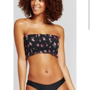strapless floral print bikini top